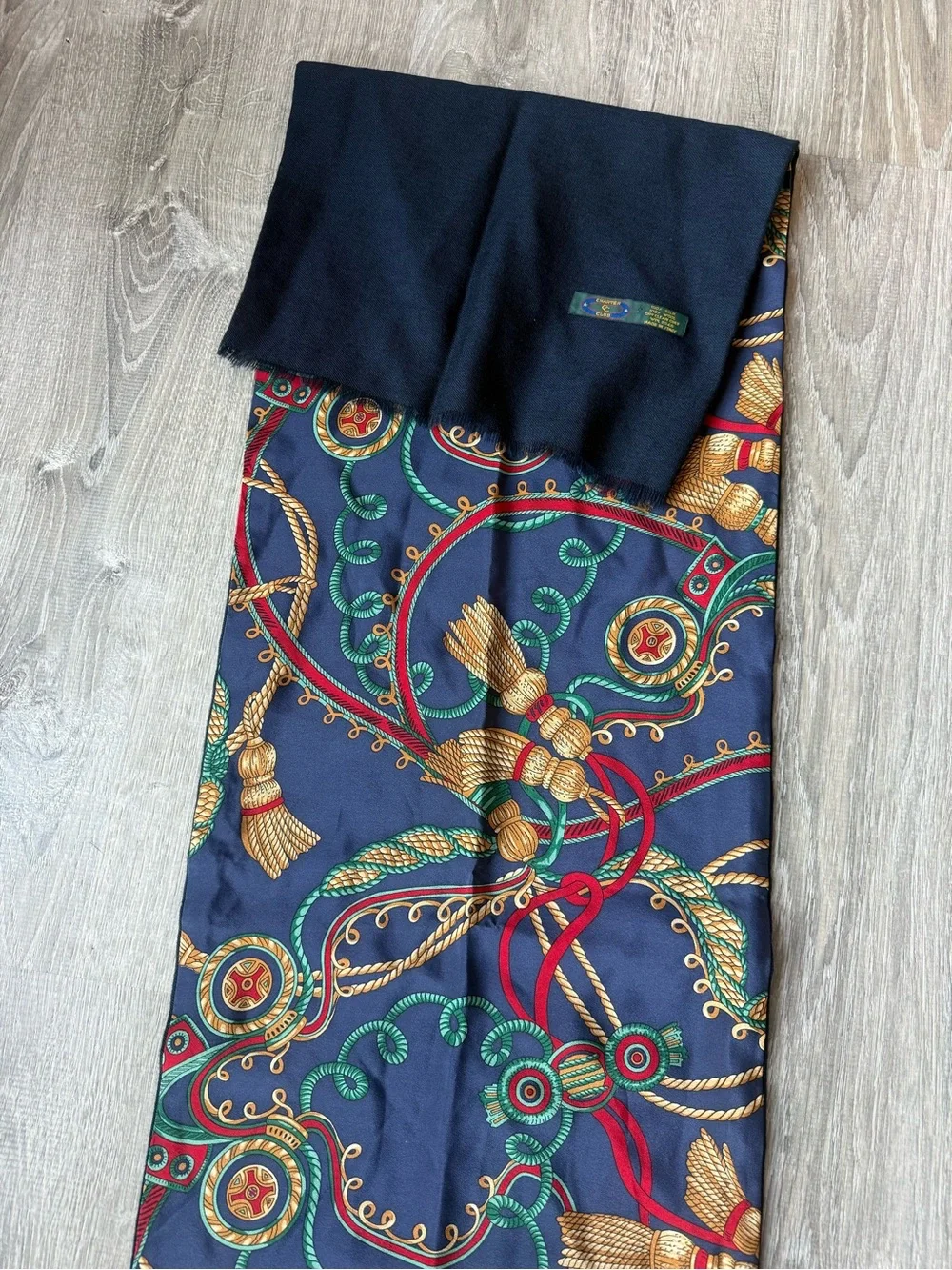 Vintage 100% Silk & Wool Nautical Design Scarf Charter Club Old Money luxury